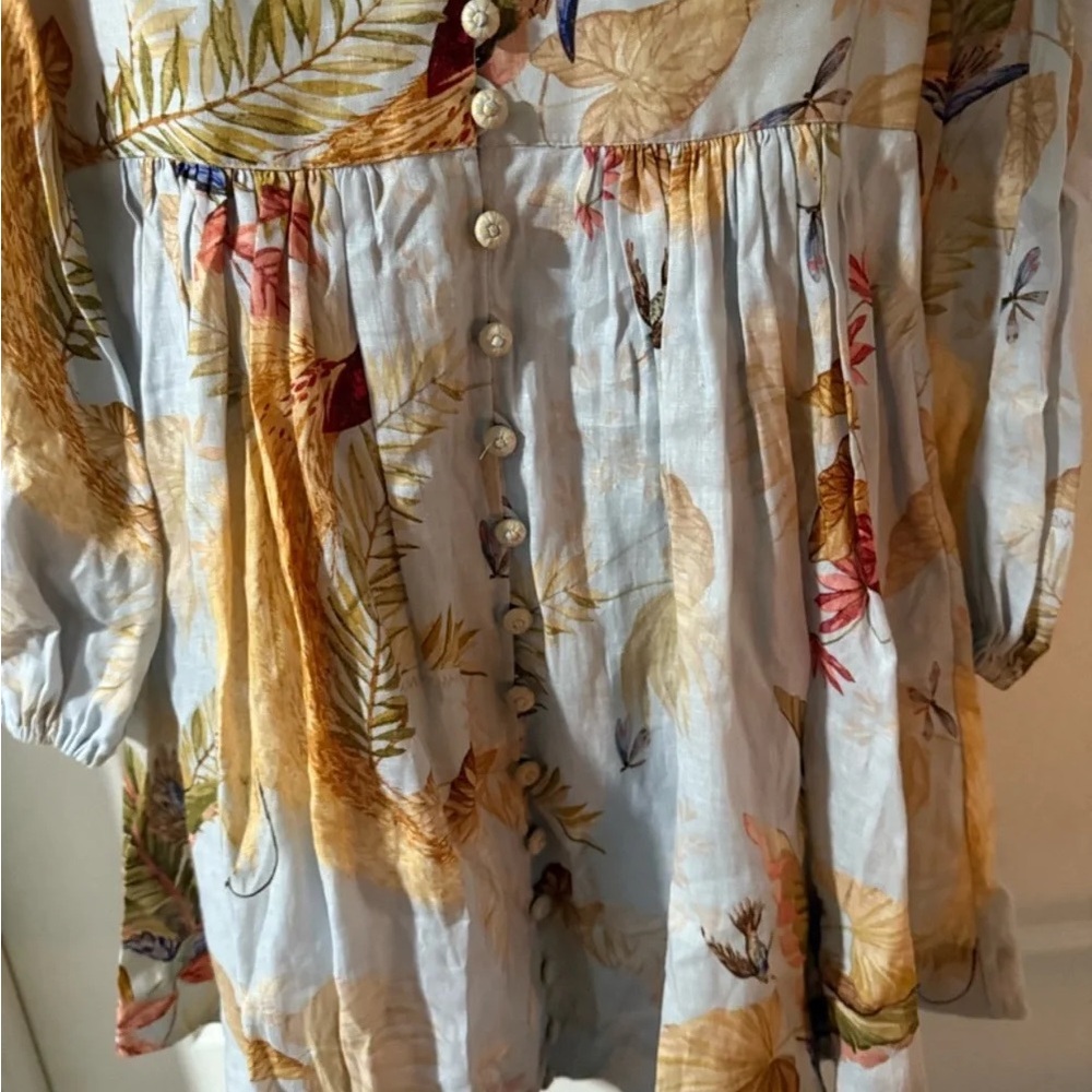 Zimmermann Halliday Plunge Midi Cream Floral Midi Dress - Picture 4 of 7